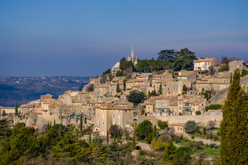 Fototapeta na wymiar Vue panoramique sur le village de Bonnieux, Provence, Luberon, France. 