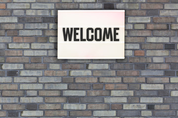 Fototapeta premium Brick wall with empty light box for marketing message