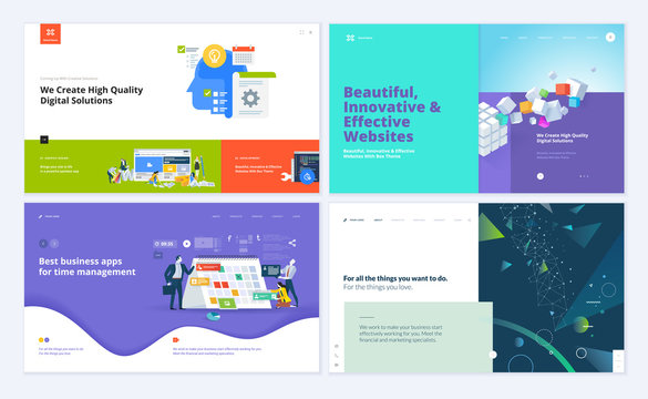 Set of creative website template designs. Vector illustration concepts for website and mobile website design and development. Easy to edit and customize.