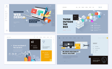 Set of creative website template designs. Vector illustration concepts for website and mobile website design and development. Easy to edit and customize.