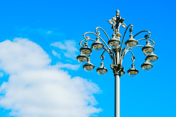 Fototapeta na wymiar Horizontal Moscow city lamp post background