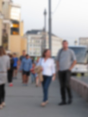 Blur background. Anonymous People on the street. In the summer walking around Moscow.