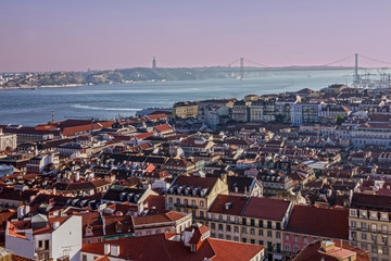 Lisbon houses panoramic view, Portugal