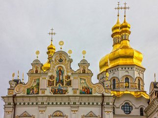 Fototapeta na wymiar Kiev, Ukraine. Cupolas of Pechersk Lavra Monastery