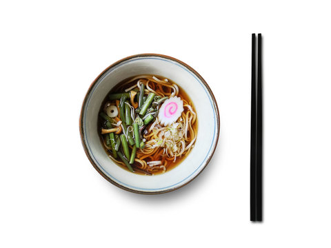 Japanese food series - Delicious Japanese soba noodle on white background