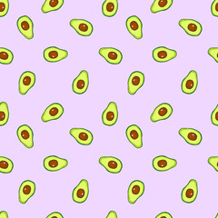 Seamless vector pattern with fruits avocado. For kitchen, for printing on textiles, phone case. Mix design for fabric and decor.