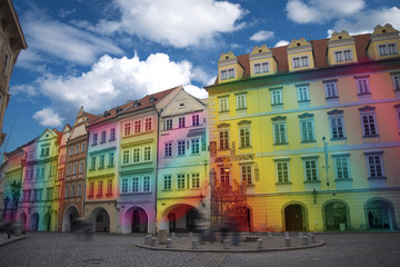Fototapeta premium multicolored rainbow houses.