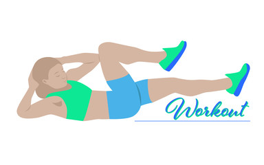 Cartoon woman working out, vector