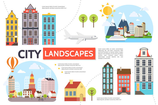 Flat Cityscape Infographic Template