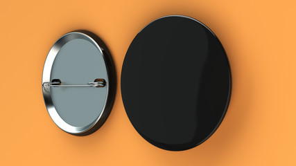 Blank black badge on orange background
