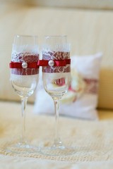 Crystal glasses for newlyweds wedding