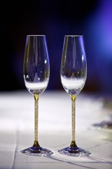 Crystal glasses for newlyweds wedding