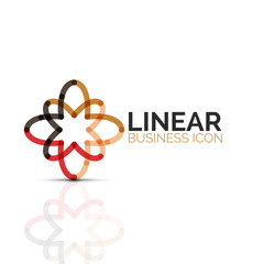 Obraz premium Abstract flower or star, linear thin line icon. Minimalistic business geometric shape symbol created with line segments