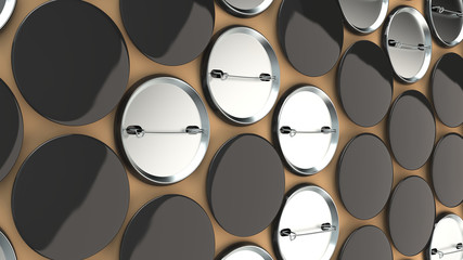 Blank black badges on orange background