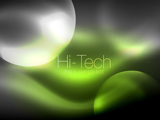 Blurred neon glowing circle, hi-tech modern bubble template, techno glowing glass round shapes or spheres. Geometric abstract background