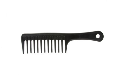 Black plastic comb isolated on the white