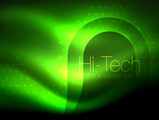 Glittering neon glowin wave, techno modern art abstract background, magical shiny template