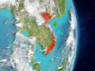 Orbit view of Vietnam in red