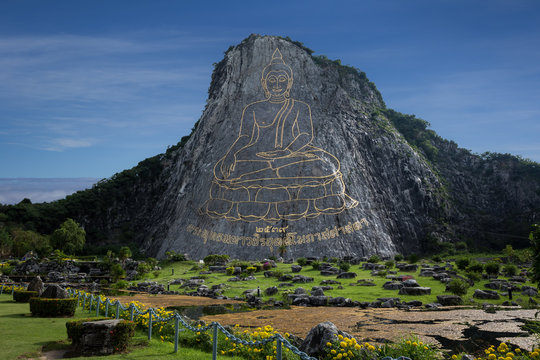 The Buddha at the cliff in thailand.