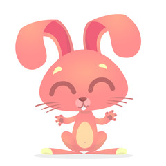 Cute cartoon pink rabbit. Farm animals. Vector illustration of a bunny. Easter character