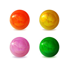 VECTOR Collection of Shiny 3D Spheres, Glowing Balls Isolated.