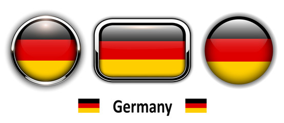 Germany flag buttons, 3d shiny vector icons.