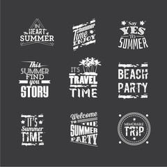 Set of lettering "Summer Holidays", typography design elements.