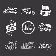 Set of Happy Birthday's lettering.