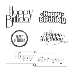 Set of Happy Birthday's lettering.