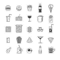 Fast food icons, graphic design elements