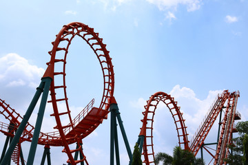 roller coaster with blue sky