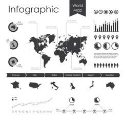 Vector set elements of infographics. World map and information graphics