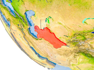 Turkmenistan on globe