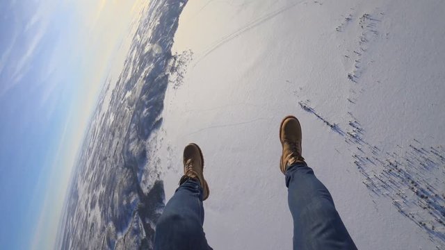 Peaceful landscape with parachuters