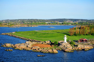 Leuchtfeuer G&ouml;teborg mit Landschaft