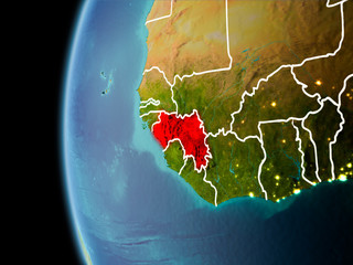 Guinea from space in evening