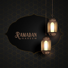 vintage ramadan kareem design with hanging lanterns