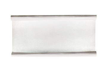 Rolled-up piece of paper with space for your text. Isolated