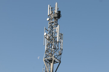 Telecommunications equipment - directional mobile phone antenna dishes. Wireless communication.