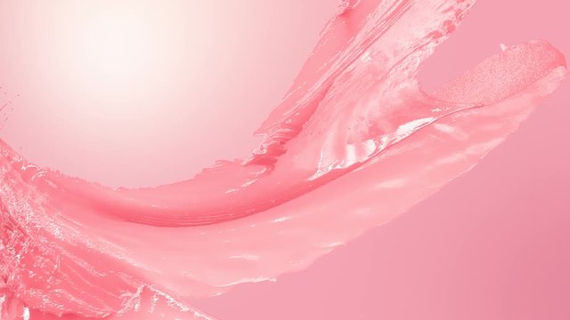 Strawberry Flavored Milk. Slow Motion.