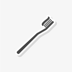 Tooth brush with toothpaste flat sticker, Toothbrush icon, simple vector icon