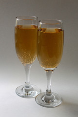 two glasses of sparkling wine for the holiday