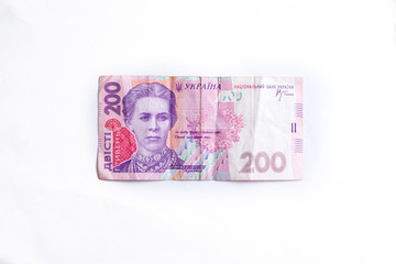 200 hryvnias on a white background isolate. Mocap concept of money