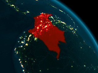 Night view of Colombia on Earth