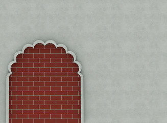 3d rendering. Closed the door of cement wall by Red brick blocks. Stalemate or hopeless way concept.
