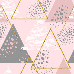 Abstract geometric seamless repeat pattern with triangles.