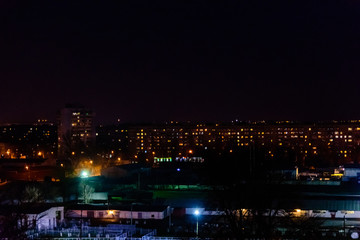 Fototapeta na wymiar View on the midnight city Kremenchug, Ukraine