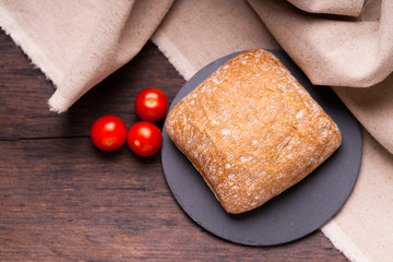 Homemade bread and tomatoes 