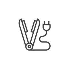 Obraz premium Hair straightener outline icon. linear style sign for mobile concept and web design. Barbershop simple line vector icon. Symbol, logo illustration. Pixel perfect vector graphics