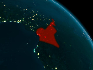 Night view of Cameroon on Earth